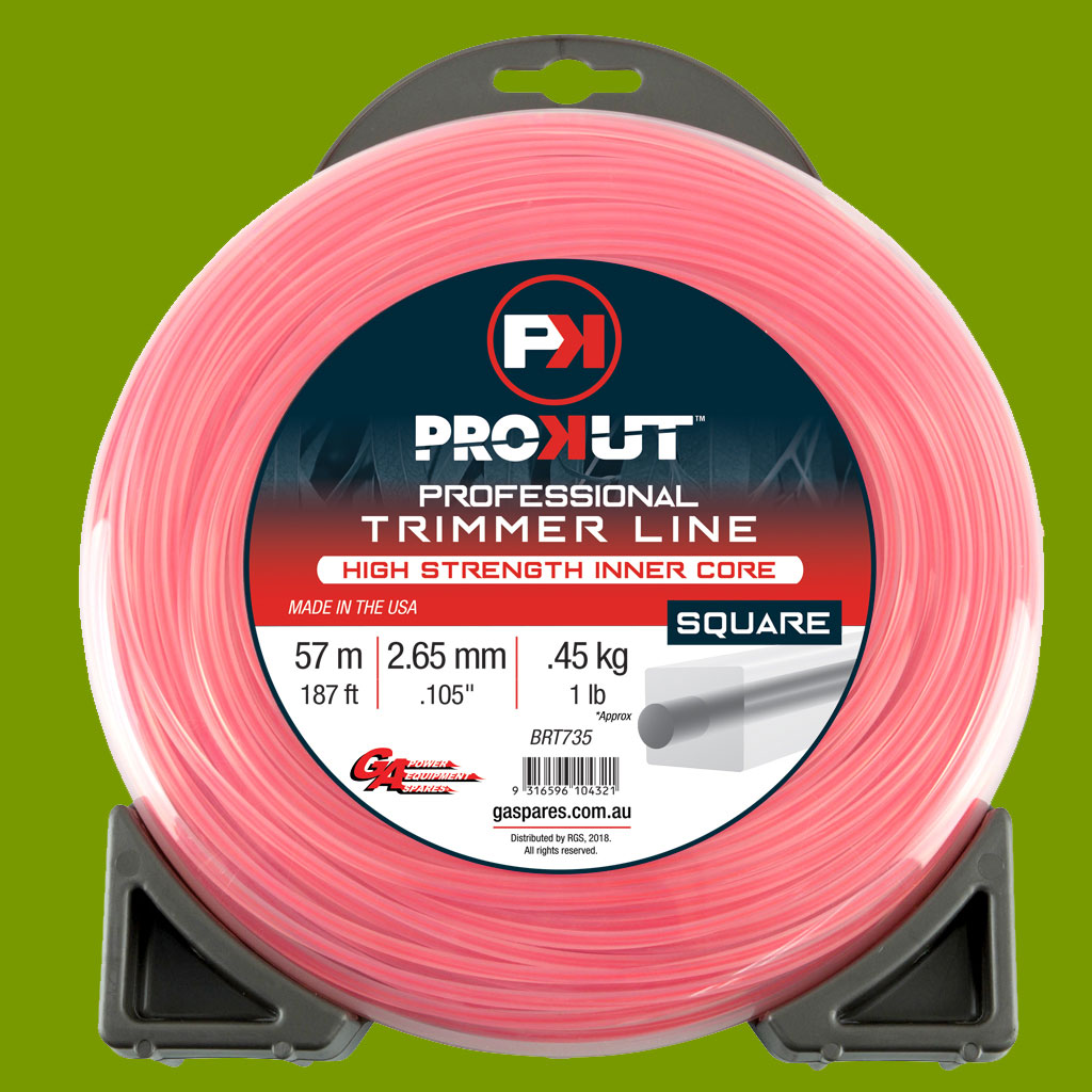 (image for) PROKUT TRIMMER LINE SQUARE PINK .105 2.65MM 1 LB 57M DONUT BRT735